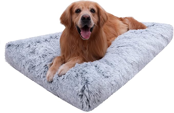 XXL Dog Bed Washable, Waterproof Large Crate Pad 48", Jumbo Plush Pet Mats | Removable Cover, Machine washable, Anti-Slip Bottom, Kennel Pad 48*29", Ultra Soft Cozy, Pets Mats for Sleeping,100 lbs by Loveforfurrykids