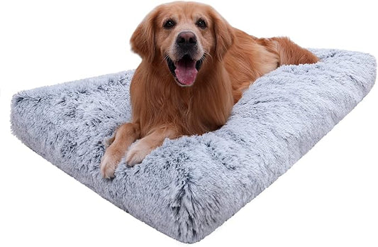 XXL Dog Bed Washable, Waterproof Large Crate Pad 48", Jumbo Plush Pet Mats | Removable Cover, Machine washable, Anti-Slip Bottom, Kennel Pad 48*29", Ultra Soft Cozy, Pets Mats for Sleeping,100 lbs by Loveforfurrykids