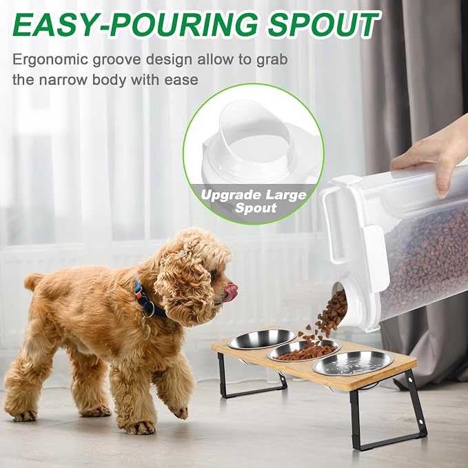 TBMax 2 Pack Cat Dog Food Storage Containers 10 to 14 Lbs, Portable Travel Pet Container Dispenser with Easy-Pouring Spout & Cup, Airtight Bird Seed Container Dog Treat Storage Bin -White - Image 3