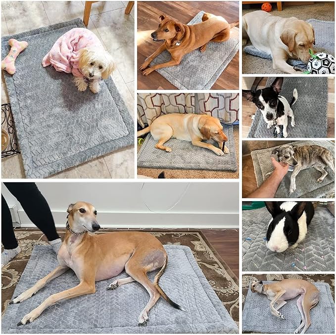 BEAUTYZOO Dog Bed Crate Pad 36 x 24 inch, Washable Dog Crate Mat for Large Sized Dogs, Anti-Slip Pet Crate Bed Kennel Pad, Durable Cozy Puppy Sleeping Mat Rectangle Mattress, Grey - Image 6