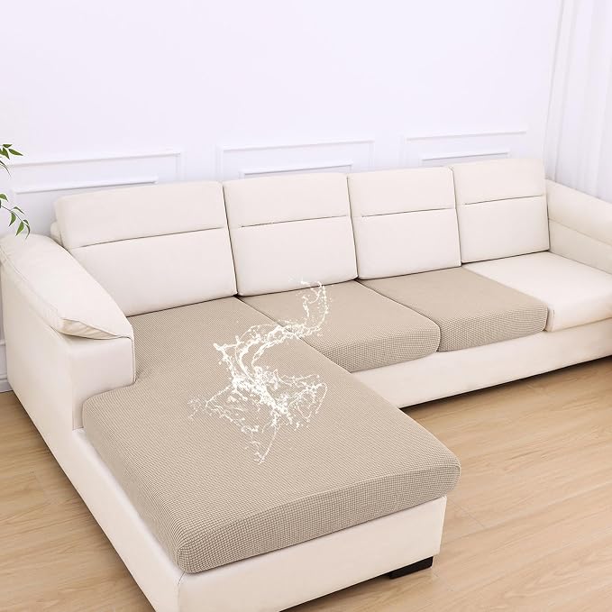 hyha Waterproof Couch Cushion Covers for Pets, Non Slip Sofa Seat Cover | Stretch Jacquard Fabric, Elastic Bottom, Non Slip Fit, Waterproof Protection, Pet Hair Protection (1 Chaise+2 Seater) by hyha