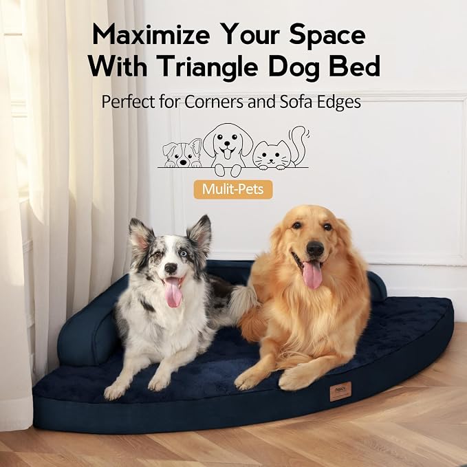 MEKIY Jumbo Orthopedic Waterproof Dog Bed with Sides for Extra Large Dogs | Egg Crate Foam, Waterproof Liner, Anti-Slip Bottom, Space-Saving, Perfect for Corners and Sofa Edges, 42 x 42 Inch - Image 4