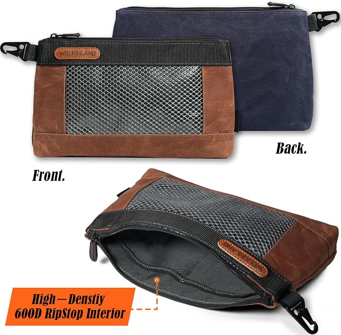 WELKINLAND 4 Piece-Pack Clear Tool Pouch, 12-Inch Tool Pouches, Heavy-Duty Waxed Canvas Zippered Tool Pouch, See-Thru Tool Pouches With Zipper, 4-Color Small Tool Bag - Image 7