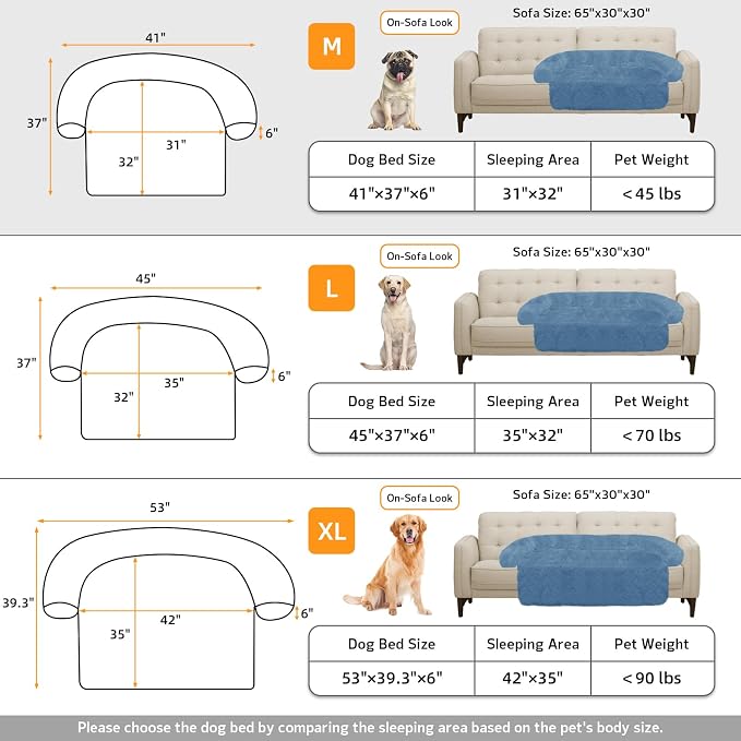 GGIB Calming Dog Bed Fluffy Plush Dog Mat for Furniture Protector with Removable Washable Cover for Large Medium Small Dogs and Cats (Medium, Navy) - Image 5