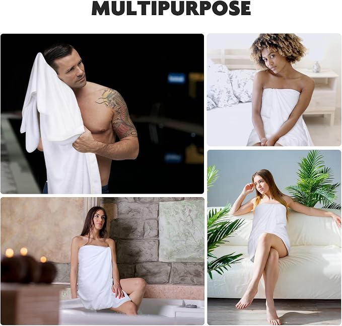 KinHwa Microfiber Bath Towel 30x60inch 2 Pack Extra Large Bathroom Towels,Ultra Absorbent Shower Towel Set,Quick Dry Soft Bath Sheets for Spa, Swimming, Pool- White | Large absorbent bath towel for shower, spa, swimming, pool. Soft quick dry microfiber... - Image 5