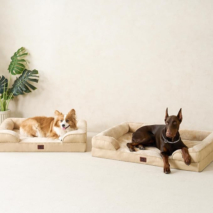 EHEYCIGA Orthopedic Dog Beds Large Sized Dog, Waterproof Washable Pet Bed | Non-Slip Bottom and Egg-Crate Memory Foam XL Dog Couch Bed with Washable Removable Cover, Greige - Image 9