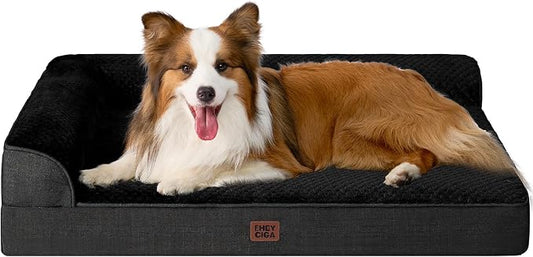 EHEYCIGA XL Dog Bed Memory Foam for Crate, Extra Large Dog Bed Orthopedic with Washable Removable Cover, Waterproof Pet Sofa Couch XLarge Size Dogs, 41x27x6.5, Black by EHEYCIGA