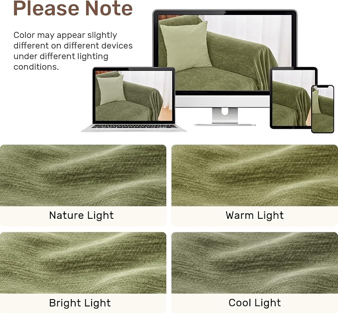 2 Pieces Sectional Couch Covers L Shaped Cover XXL Green | Thick Washable Fabric for L Shaped Sectional Sofa, Anti-Pet Hair, Stain & Wear Resistant, Easy Care & Installation - Image 8