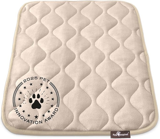 Paw Inspired Washable Padded Crate Mats for Dogs, Beige, 29x18 Inch | Fits 30-inch Kennels, Leakproof, Waterproof Bottom, Plush Dog Pad, Pet Bed by HOME