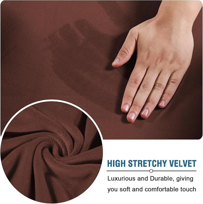 H.VERSAILTEX Real Velvet Plush 3 Piece Stretch Sofa Covers Couch Covers for 2 Cushion Couch Sofa Slipcovers Width Up to 90 Inch Feature Thick Soft Stay in Place (Sofa, Burnt Brick) - Image 5