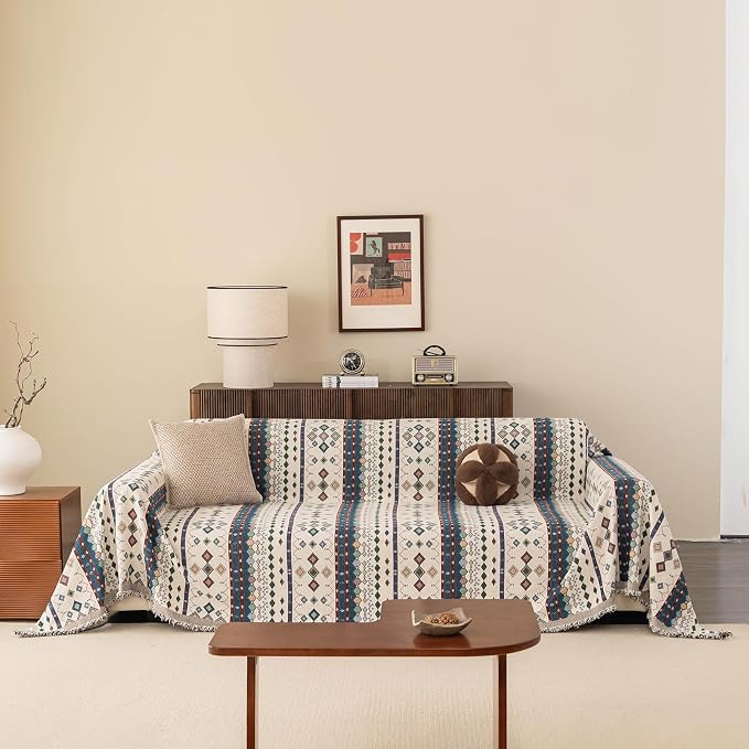 ROOMLIFE Couch Cover 3 Cushion Sofa, Washable Non Slip Furniture Sofa Protector Cover, Soft Chenille Sofa Slipcovers Sectional L Shape Dogs Couch Cover Throw Blanket with Tassels 71''X150'' - Image 4