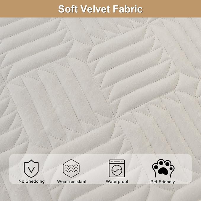 Velvet Couch Arm Rest Covers for Sofa Washable(35.4"x35.4") | Soft Sofa Cover for Armrest, No Shedding White Couch Covers, Pet Friendly Non Slip Couch Protector Cover for Dogs - Image 3
