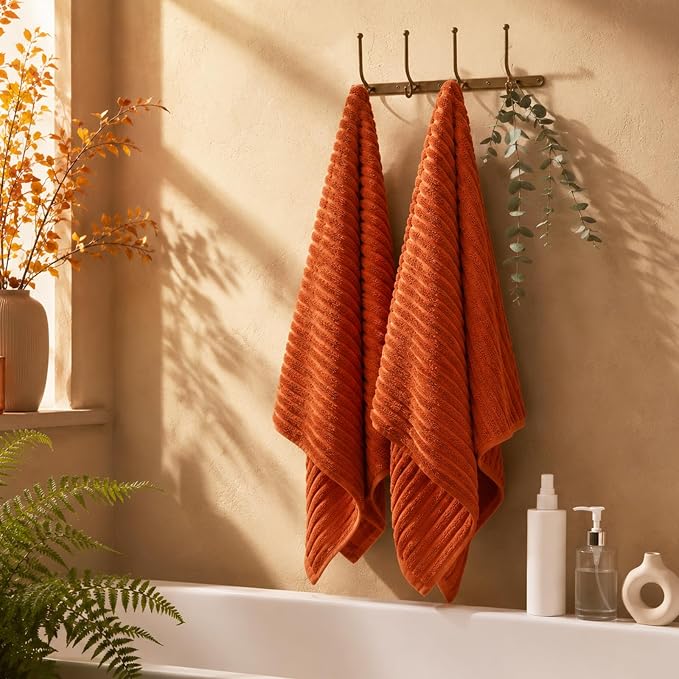 2 Piece Bath Sheets, 40"x80" Bath Towels, Burnt Orange | Extra-large size, Quick dry, Highly Absorbent, Lint Free，shower towels for bathroom gym spa，Big and Tall users - Image 2