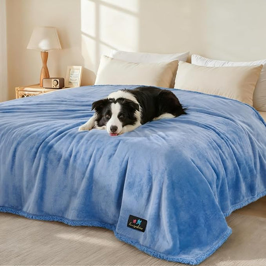 Luciphia Waterproof Pet Blanket, Liquid Pee Proof Dog Blanket for Sofa Bed Couch, Reversible Sherpa Fleece Furniture Protector Cover for Small Medium Large Dogs Cats, Navy Blue X-Large（85" x 57"） by luciphia