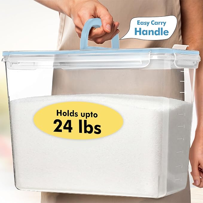 Shazo 2 PC (11L | 372 oz) Flour Sugar Storage Containers with Spout Lid & Easy Carry Handle - BPA Free Extra Large Airtight Food Storage Containers with Lids - Rice Canisters Sets for Kitchen & Pantry - Image 5