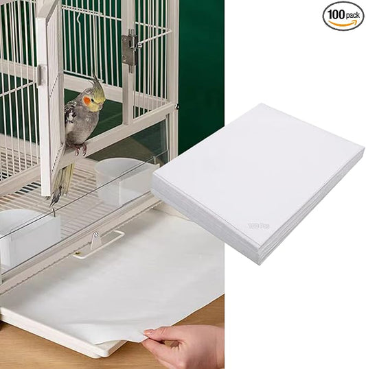 MANON ROSA Bird Cage Liner Papers,100pcs Disposable Non-Woven Parrort Cage Liner, Precut Absorbent Leakproof Bird Carrier Cleaning Birdcage Accessories (Rectangular (23.6''L×17''W)) by MANONROSAPET