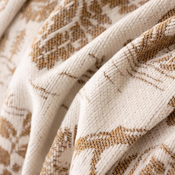 French Country Couch Cover for 3 Cushion Sofa, Chinoiserie Reversible Couch Cover Sectional L Shape, Farmhouse Beige Home Decor Chenille Non Slip Washable Large Couch Protector for Dogs 71"x118" - Image 7