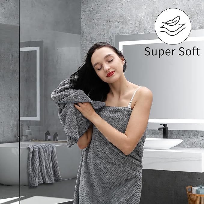 Hailea Grey Hand Towels Set 16x31 Inches,Soft Microfibers Bathroom Towel Set 2 Pack,Highly Absorbent Quick Dry Luxury Towel Hotel Spa Gym Hand Towel Collection for Bathroom - Image 5