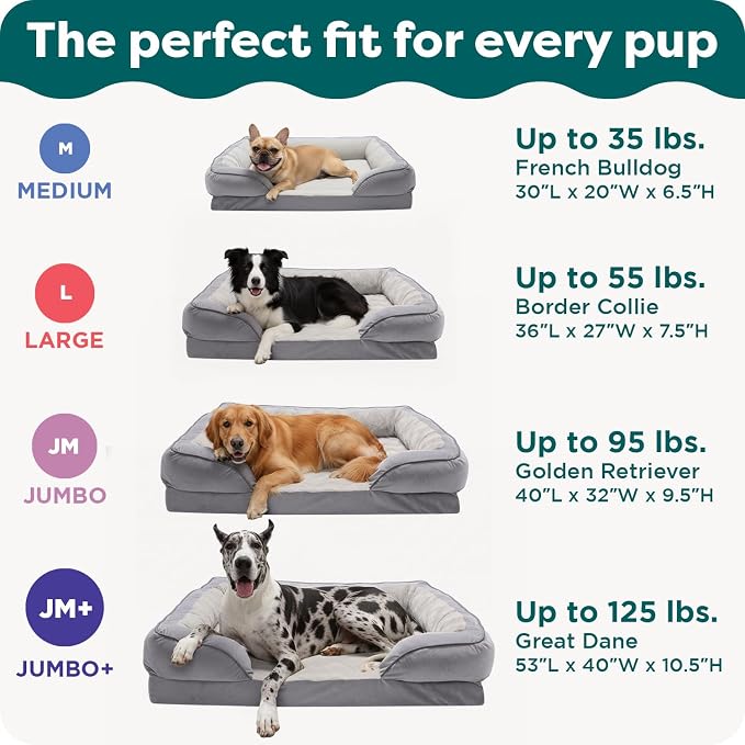 Furhaven Orthopedic Dog Bed for Large Dogs w/ Removable Bolsters & Washable Cover, For Dogs Up to 95 lbs - Plush & Velvet Waves Perfect Comfort Sofa - Brownstone, Jumbo/XL - Image 6