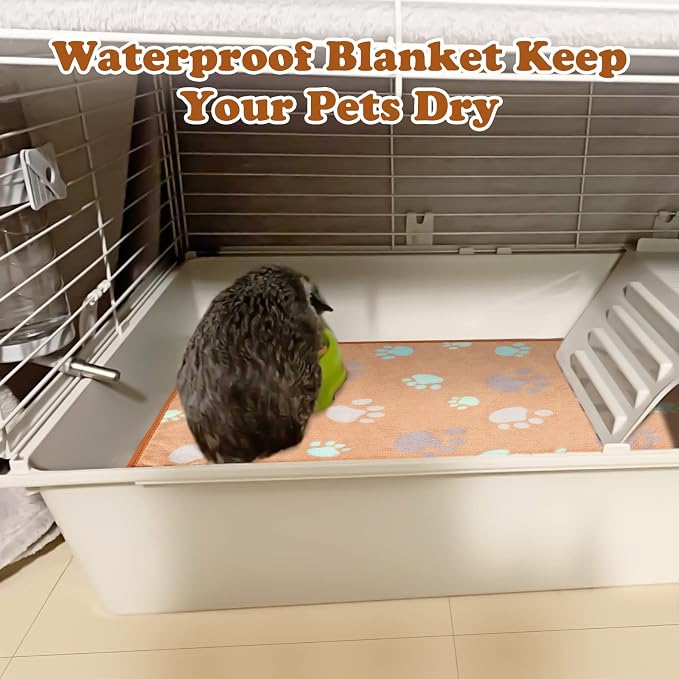 YUEPET Waterproof Guinea Pig Blankets Washable 3 Pack Small Animal Fleece Cage Liners Pet Soft Sleep Mat Pad Cover Warm Flannel Throw for Hamster Guinea Pig Rabbit Chinchilla Hedgehog Ferret 35"×24" - Image 6