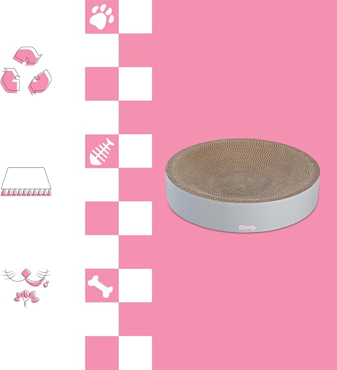 CSR1010K Nelson 20.13" Modern Cardboard Round Bowl Cat Scratcher with Catnip, Fog - Image 8