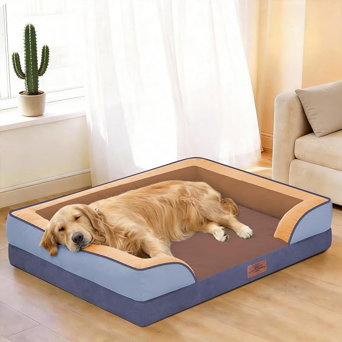 Comfort Expression Orthopedic Dog Beds for Large Sized Dog with Bolster | Waterproof Dog Couch Bed with Washable Cover & Non-Slip Bottom, Supportive Egg Crate Foam Large Pet Bed, 36x27 Inch - Image 2