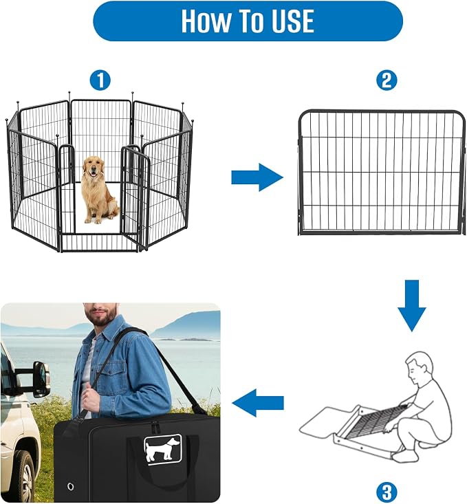 SIRUITON 600D Dog Playpen Storage Bag,Fits 2Pcs 24" H 8 Panels &9 Stakes | Suitable for Foldable Exercise Pet Playpen, Dog Fence Travel Bag with Reinforced Double Handles - Image 4