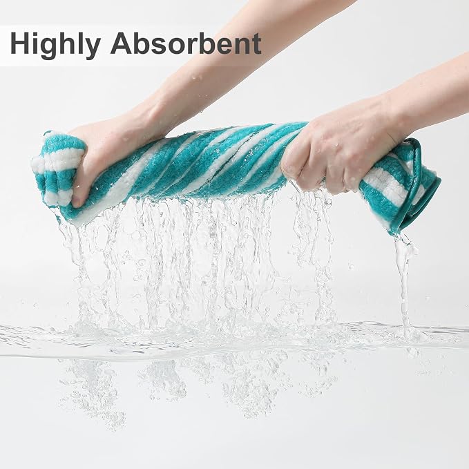 Smuge 18 Pcs Bath Towel Set, Include 6 Bath Towel Sheets, 6 Hand Towels and 6 Washcloths - Highly Absorbent Quick Dry Microfiber,Ultra Soft Bathroom Towel Set with Hanging Loop - Sea Blue - Image 2