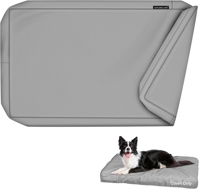 Explore Land Waterproof Dog Bed Cover Canvas Washable Dog Crate Pad Replacement Cover for 36 Inch Crate, 34Lx22Wx3.5H inch, Gray by ExploreLand
