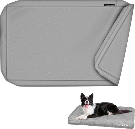 Explore Land Waterproof Dog Bed Cover Canvas Washable Dog Crate Pad Replacement Cover, 48Lx36Wx4H inch, Gray by ExploreLand