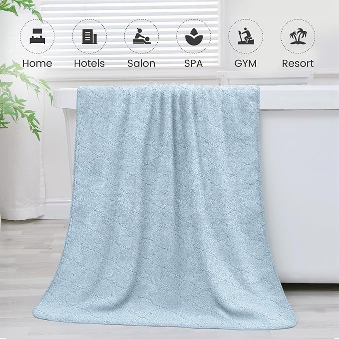 JML Bath Towels, Pack of 2, 30 in x 60 in, Light Blue | Hanging Loop, Super Soft, Absorbent, Lint Free, Fade Resistant, Lightweight, Quick Dry, Use for SPA , Sauna, Salon Hair Wrap - Image 7