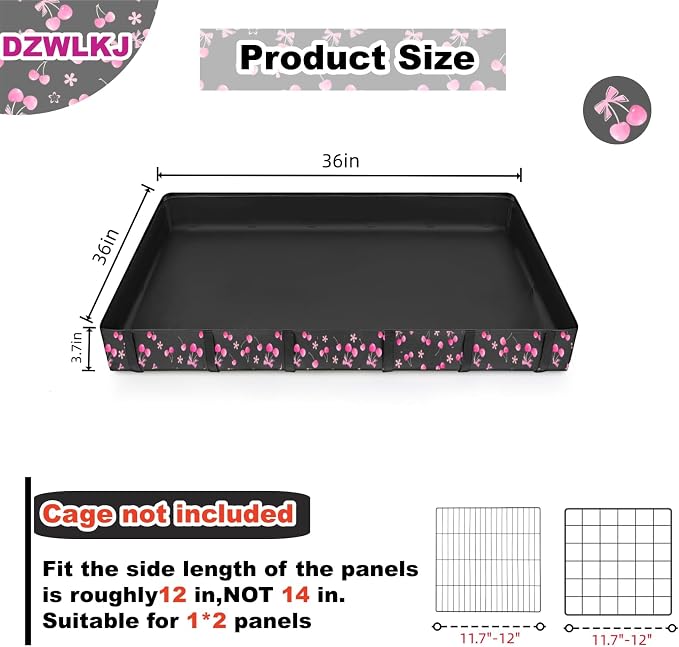DZWLKJ Waterproof Guinea Pig Cage Liner,Washable Tarp Bottom Base,Cherry Graphic,36"x36", Reusable for Rabbit, Chinchilla, Hedgehog, Ferret & Other Small Animals. - Image 2
