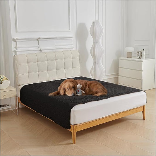 Waterproof Blanket Dog Bed Cover Non Slip Large Sofa Cover Dog Blanket for Couch Protection Pet Blanket for Furniture Bed Couch Sofa Reversible (Black,210 * 210cm) by OREZAUQS