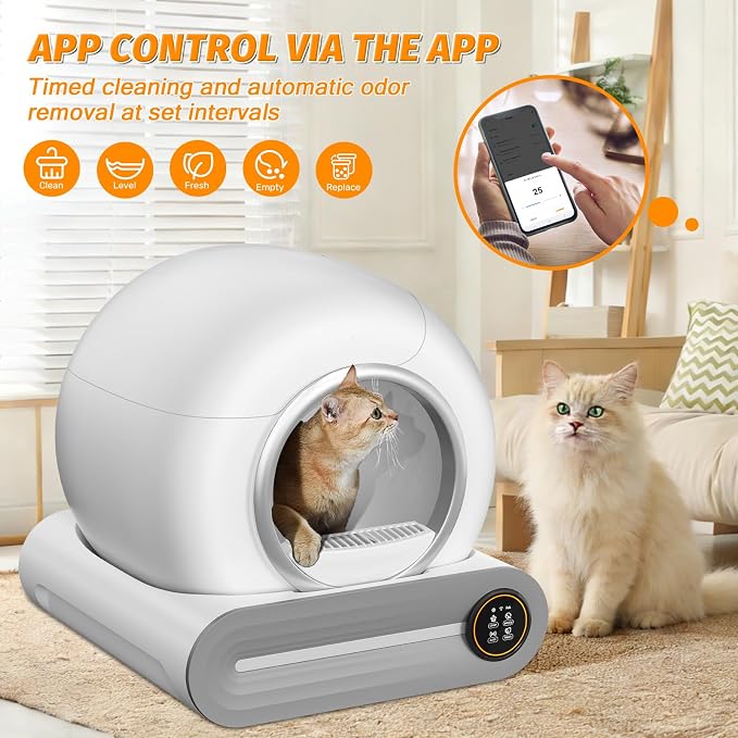 Self Cleaning Cat Litter Box, 65L+ 9 L Extra Large Robot Automatic Litter Box for Multiple Cats, APP Control, Deodorization with 1 Odor Eliminator, 3 Rolls Litters Bags - Image 3
