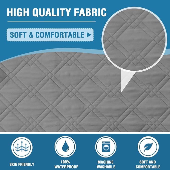 H.VERSAILTEX Sofa Cover 100% Waterproof Slipcover Furniture Protector, Washable Couch Cover with Non-Skid Backing and Elastic Straps for Kids, Dogs, Pets(Sofa, Dove Grey) - Image 6