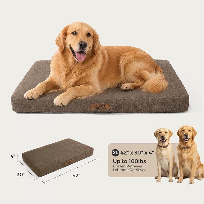 Sytopia Indestructible 42 Inch Orthopedic Waterproof Dog Crate Bed chew Proof for Extra Large Dogs, Removable Washable Cover, Egg Crate Foam Mat, Suitable for Dogs Up to 100 Lbs, Brown - Image 6
