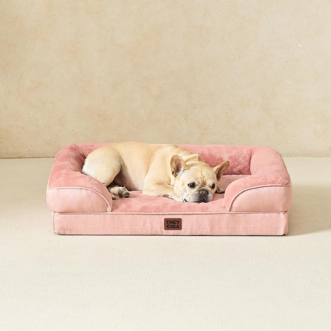 EHEYCIGA Orthopedic Extra Large Dog Bed, Waterproof Washable XL Pet Bed 44" | Non-Slip Bottom and Egg-Crate Memory Foam Big Dog Couch Bed with Washable Removable Cover, Dusty Pink, 44Inch - Image 8