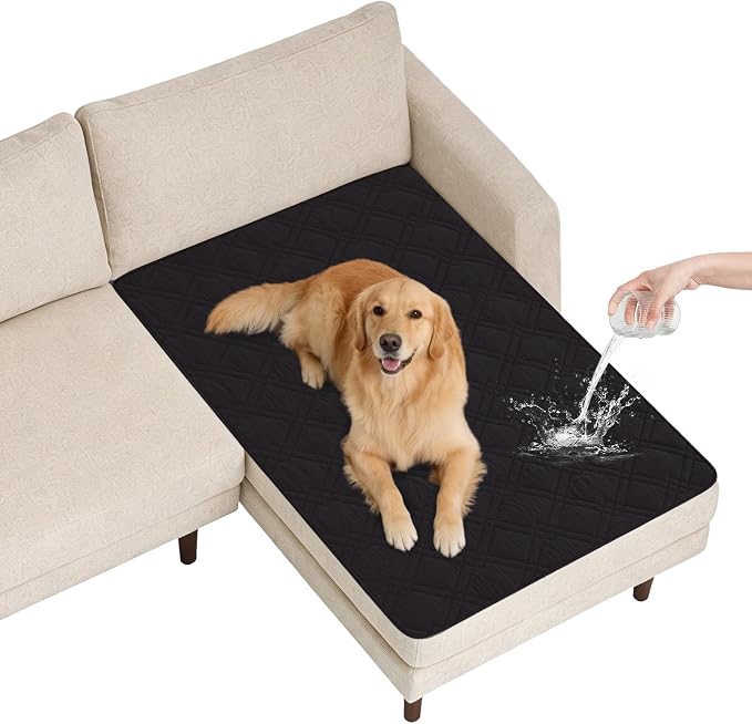 100% Waterproof Dog Bed Cover Pet Blanket(42"x50"),7-Layer Reversible Washable Sofa Couch for Furniture Car (Black+Blackish Gray) by Unknown