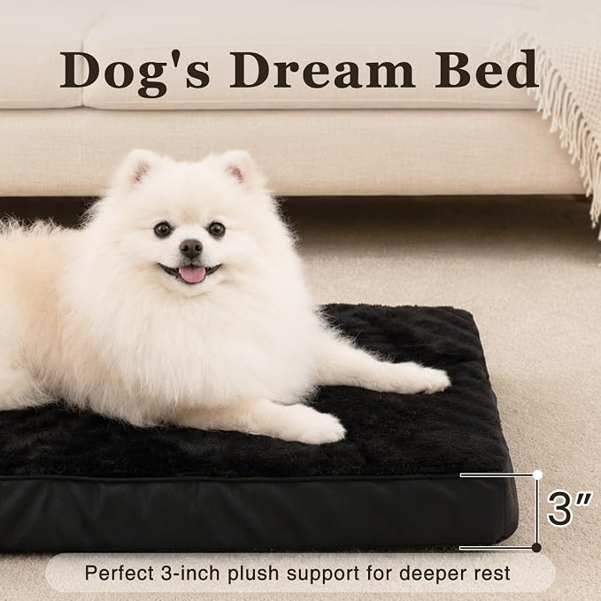 NUPIDA Waterproof Small Dog Bed for Crate with Washable Cover, 23x17, Black | Cat Puppy Bed, TPU Waterproof Layer, Soft Plush Surface, Durable Oxford Fabric, Non-Slip Bottom, For Small Breeds ≤20lbs - Image 2