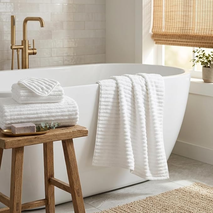 3 Pack Bath Towel Set, 40"x80" Oversized Bath Sheet, White | Ultra Soft Microfiber, Lint Free, Quick Dry, Highly Absorbent, Full Body Coverage, 1 Bath Sheet, 1 Hand Towel, 1 Washcloth - Image 2