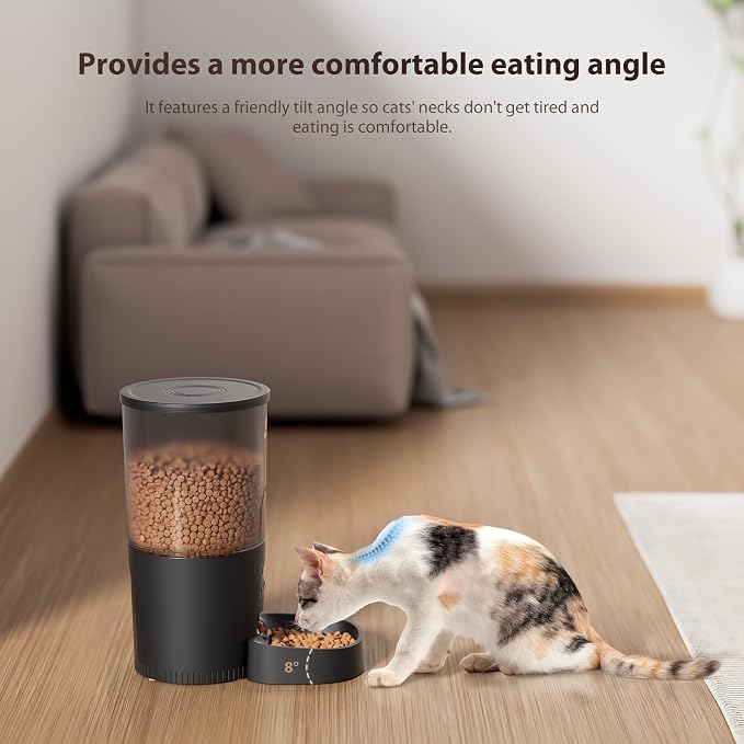 IMIPAW Automatic Cat Feeders, 5L Large Capacity, Timed Feeding Dry Food, Dual Power Design, Programmable Portion Size, 1-6 Meals Per Day, with Desiccant, Suitable for Small Pets Food Dispenser, Black - Image 8