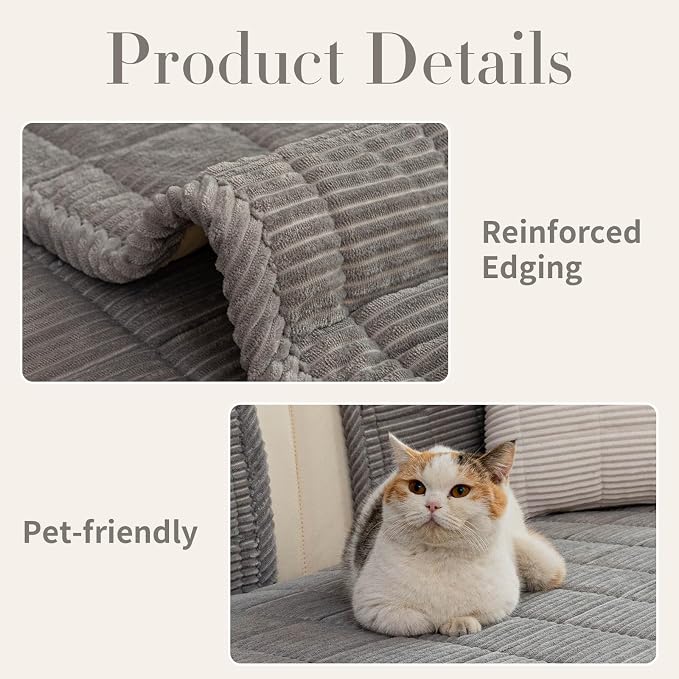 Dog Couch Cover for Sofas, Pet Couch Cover Washable, Funny Fuzzy Plush Sofa Covers for Dogs, Non Slip Sofa Covers, Sofa Pad Furniture Protector for L Shaped(1PC, Light Grey, 27.5"x 70.9") - Image 2
