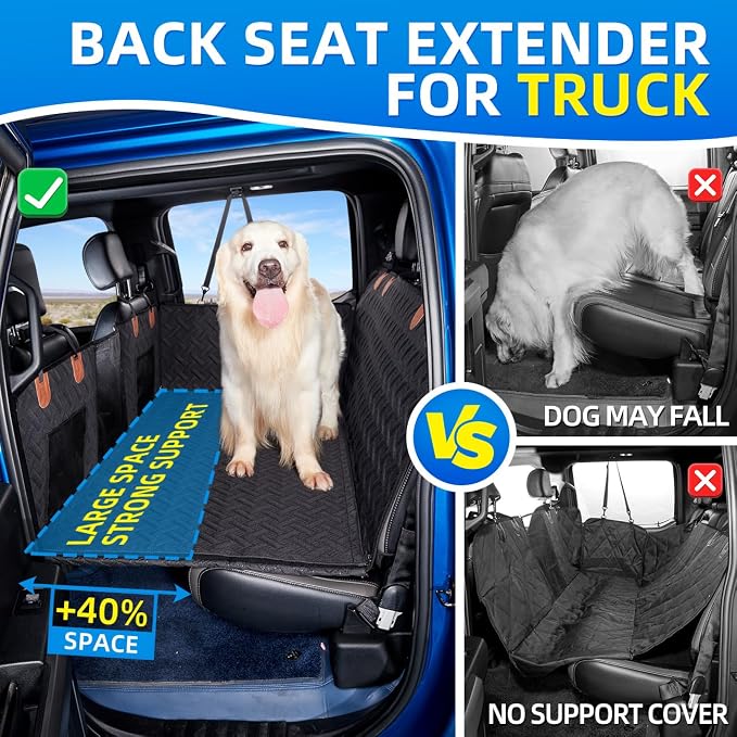 MAXFUT Truck Dog Seat Cover Back Seat,Back Seat Extender for Truck,Dog Hammock,Hard Bottom Car Seat Cover,Pet Seat Cover for F150/RAM1500/Silverado - Image 4