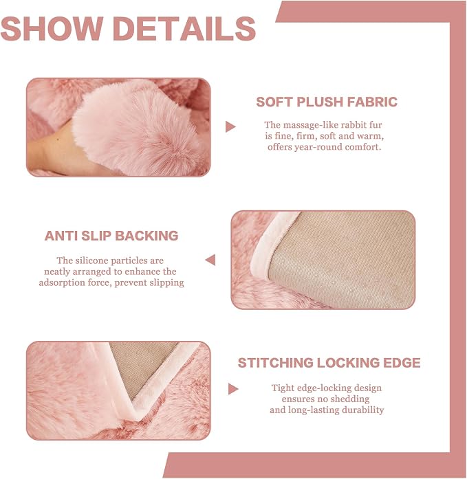 DREAMINGO Faux Fur Couch Armrest Cover, Soft Plush Sofa Covers for Pet Washable, Non Slip Furniture Protector for 2-3 Cushion Couch Sofa, 27.6x27.6 Inch, Pink - Image 4
