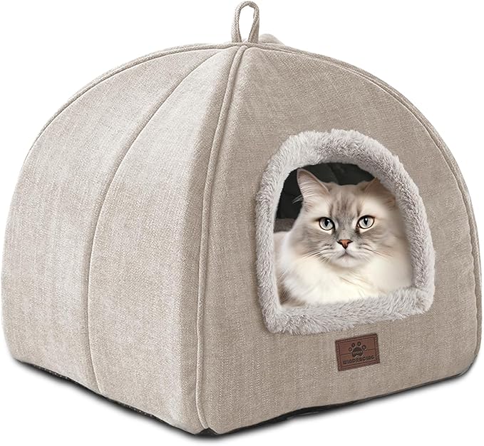 WINDRACING Cat Bed for Indoor Cats - Cat Cave Cat House Cats Tent with Removable Washable Cushioned Pillow, Soft and Self Kitten beds by WINDRACING