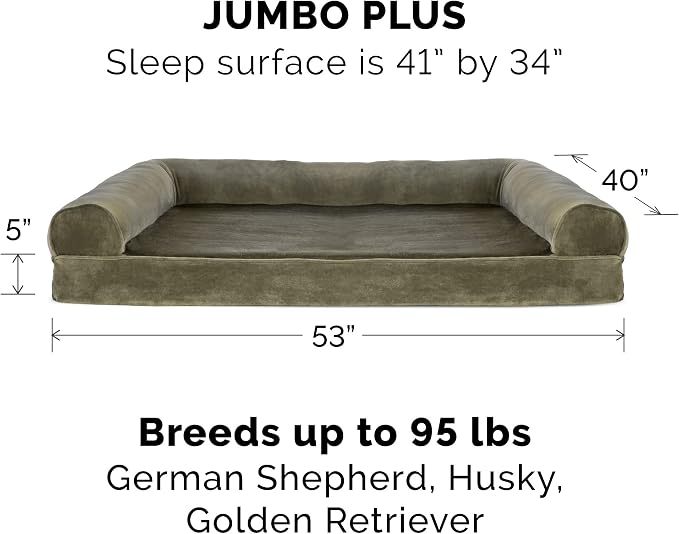 Furhaven Replacement Dog Bed Cover Faux Fur & Velvet Sofa-Style, Machine Washable - Dark Sage, Jumbo Plus (XX-Large) - Image 3