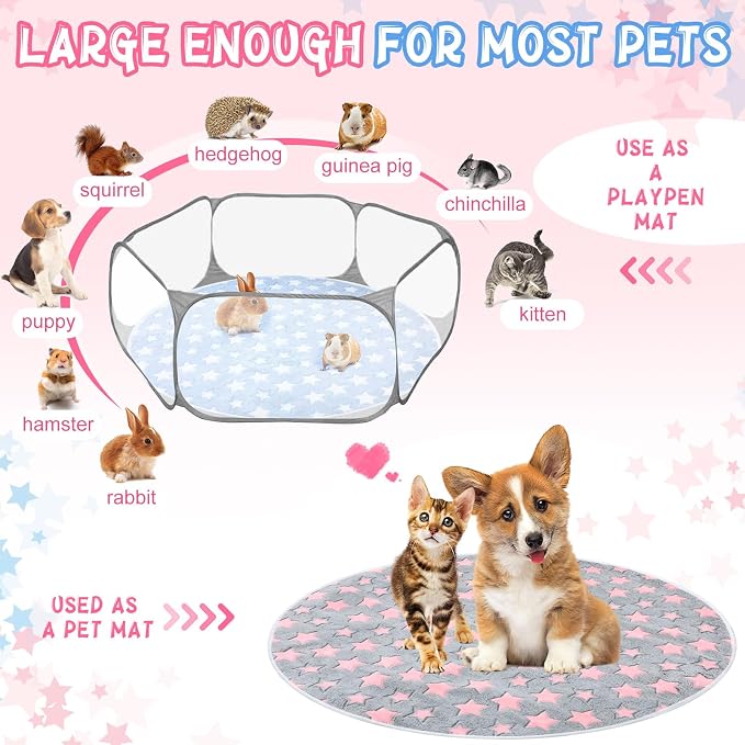 Hahafelt 4 Pcs Round Whelping Pee Pads Washable for Dogs Waterproof Pet Training Mats Reusable Puppy Whelping Pads Non Slip Cat Dog Bed Mat for Crate Kennel(Large Star,36 Inches) - Image 6