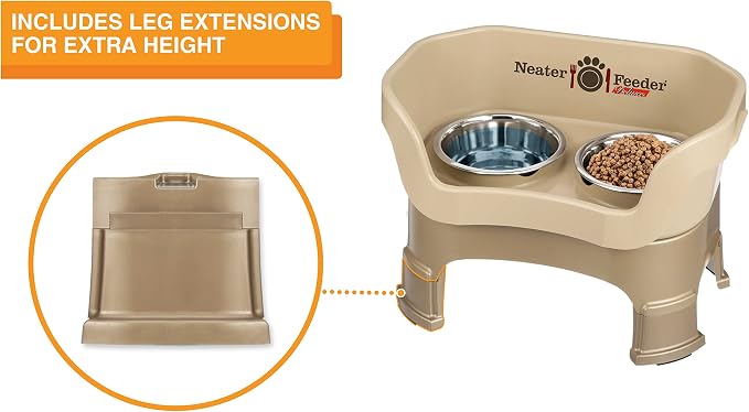 Neater Feeder Deluxe Mess-Proof Elevated Dog Bowls for Medium Dogs (19–40 lbs), 2 Height Adjustable (10” & 12.5”) No-Spill Raised Dog Bowl Stand w/Slow Feed Bowl for Food, Made in USA, Cappuccino - Image 5