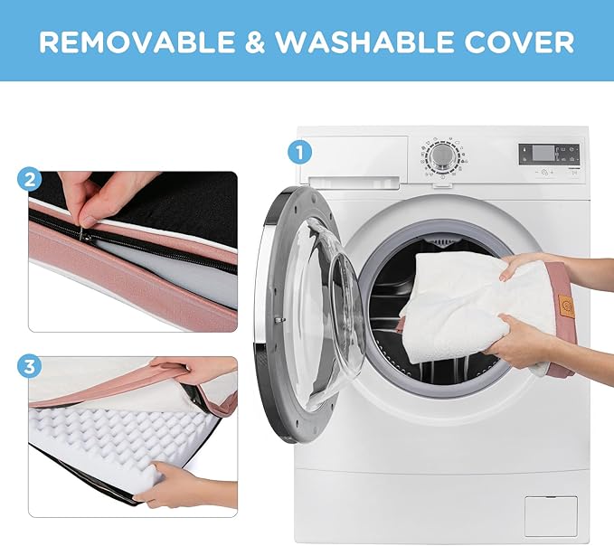 Sunheir Washable Orthopedic Extra Large Dog Bed, Waterproof Dog Crate Bed | Big Removable Cover, Egg Crate Foam Support, Anti-Slip Bottom, Machine Washable Soft Pet Bed Mat for Crate, 47" Pink - Image 3