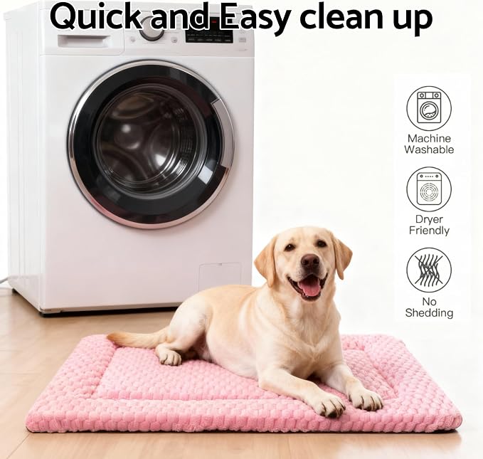 Dog Bed Mat, Reversible Dog Crate Pad - Washable Kennel Mat with Soft Support Foam, Flat Kennel Pad for Dogs & Cats, Double Pet Bed Perfect for Cage (Pink, 35" L x 23" W x 0.8" Th) - Image 5